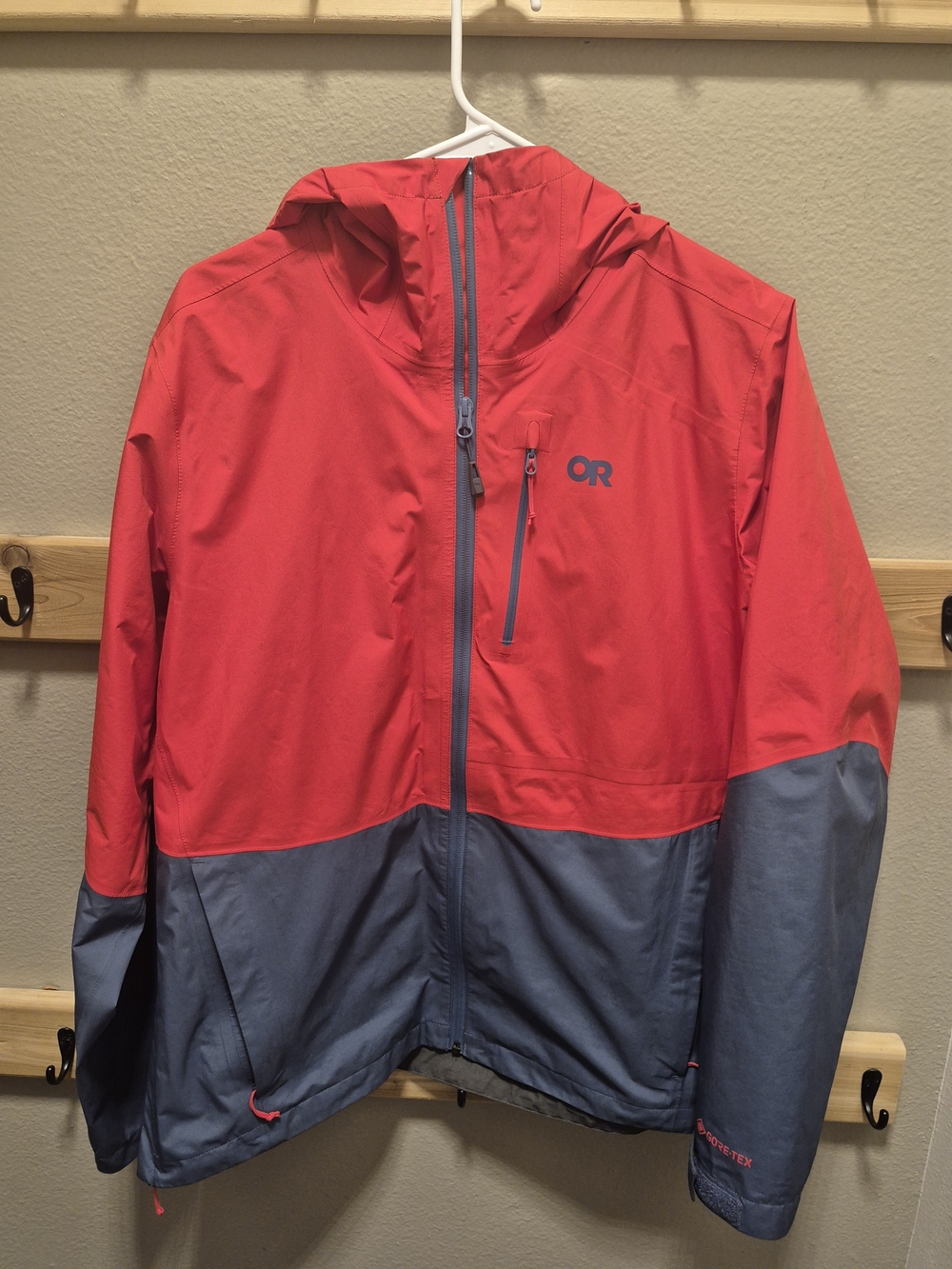 Outdoor Research Men's Two-Tone Red and Gray Windbreaker Jacket